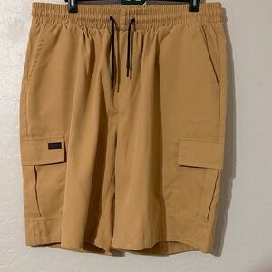 Men's Tan Cargo Shorts - Casual Drawstring Utility